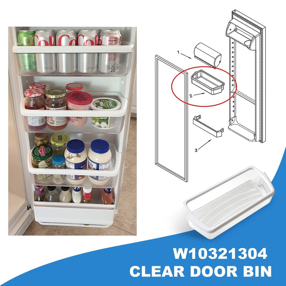 2 PACK Upgraded W10321304 Refrigerator Door Shelf Replacement 2 Pack, Clear