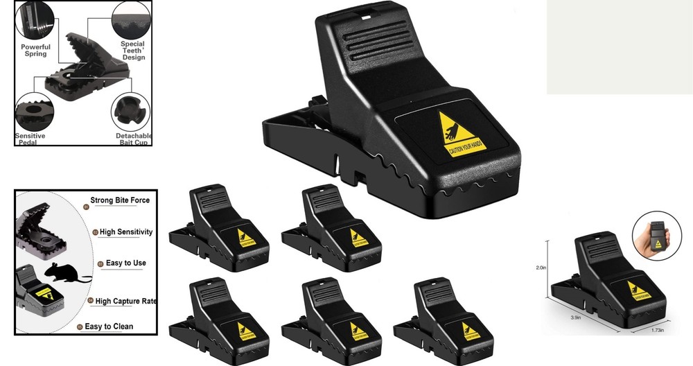 Safe No-Touch Mouse Traps - Quick & Effective Indoor Pest Control - 6 Pack