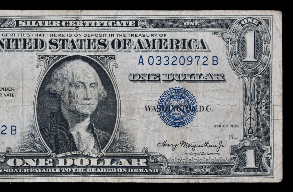 RARE B suffix $1 1935 plain EXPERIMENTAL Silver Certificate A03320972B one $