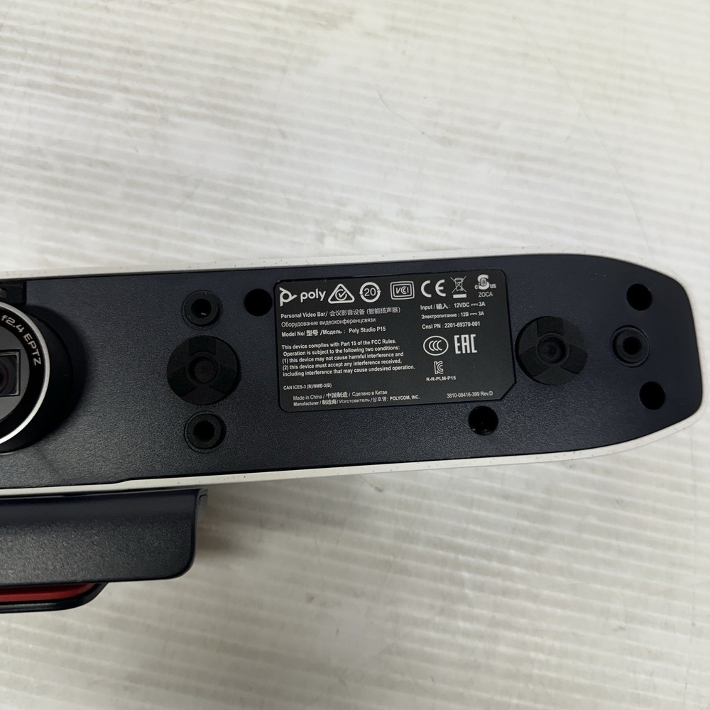Poly Studio P15 Personal Video Bar 4K Camera Microphone Conference Speaker