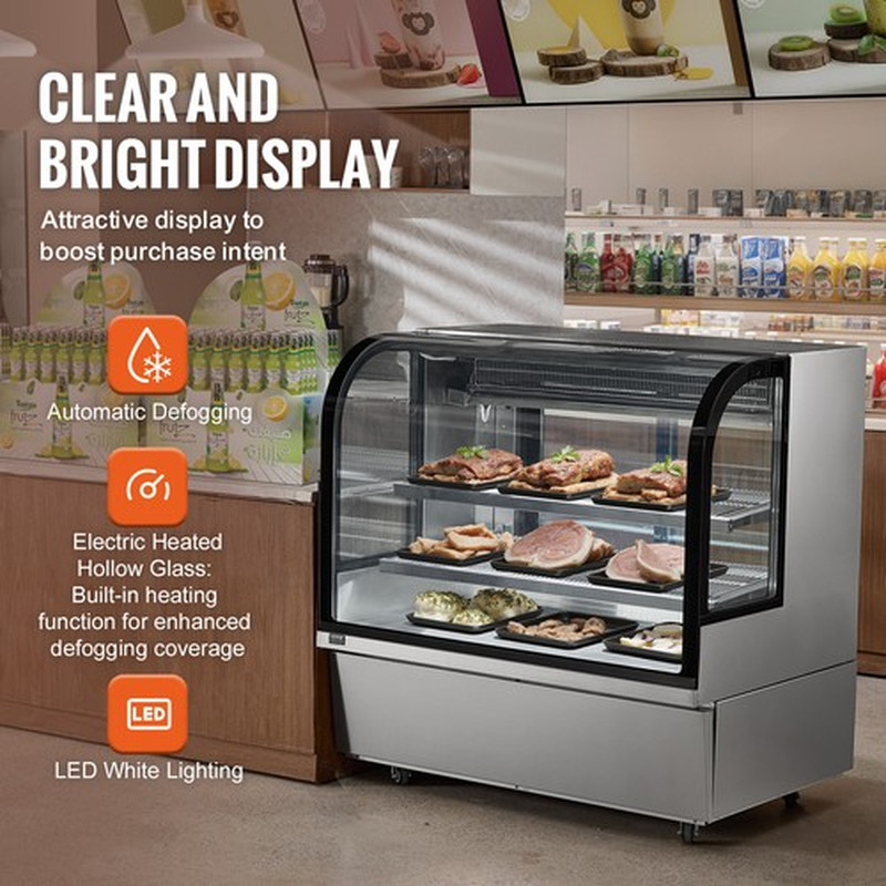 VEVOR Refrigerated Display Case Bakery Display Fridge Case 18 Cu Ft/505L 2-Tier