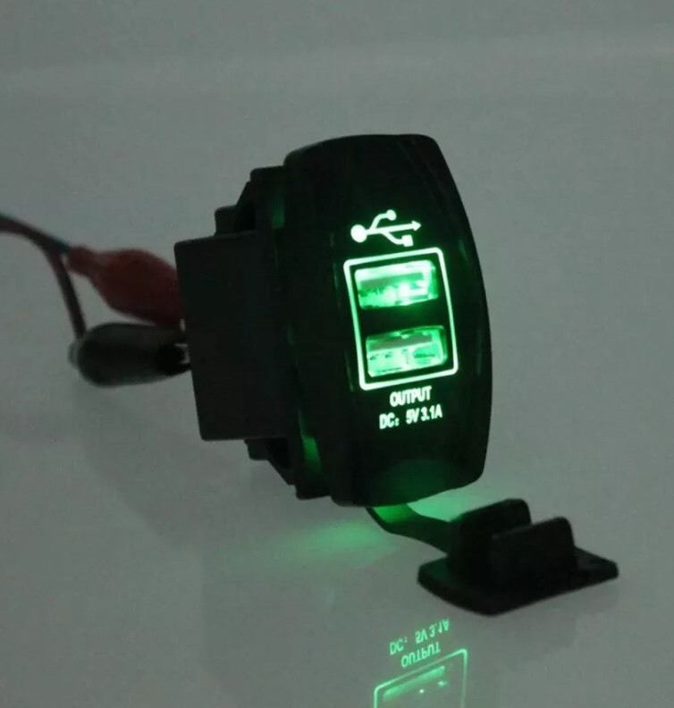 Lighted Rocker Switch Usb Plug -12v / 24v Panel Toggle Fits Military HUMVEE