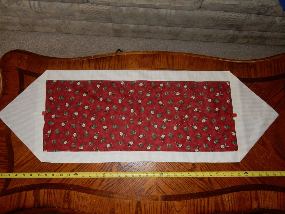 Table Runner Topper Centerpiece 42"x14" Black Capped Chickadee Handmade