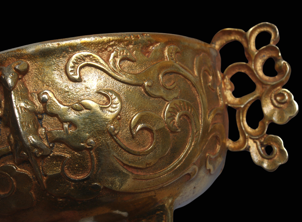 Daqing Signed Old Chinese Copper Gilding Incense Burner