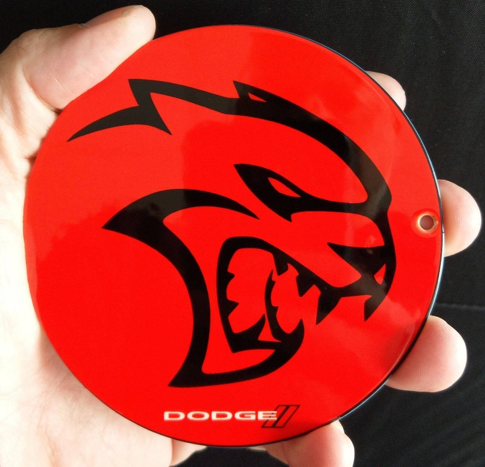 Dodge Hellcat Red and Black Steel Magnet - 4" X 4"