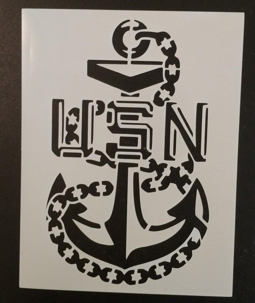Reusable Plastic Stencil - US Navy Chief Anchor Design, Stencil Template Reusabl