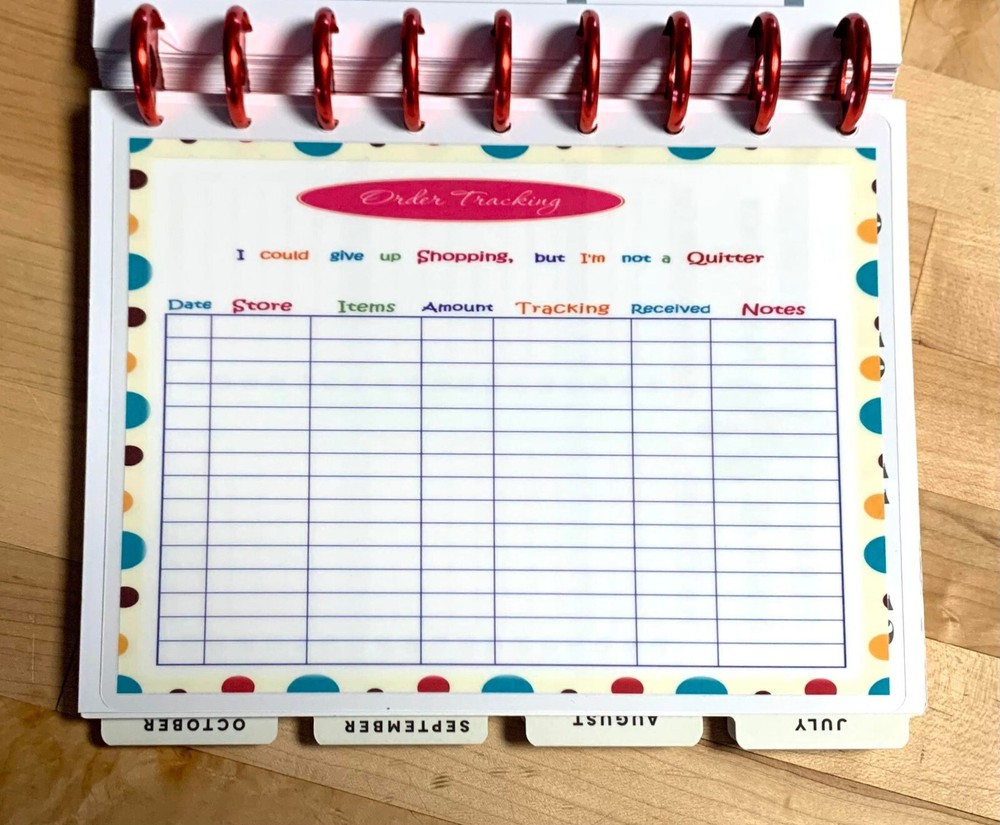 Shopping Order Tracker Dashboard Insert for use with Classic HAPPY Planner