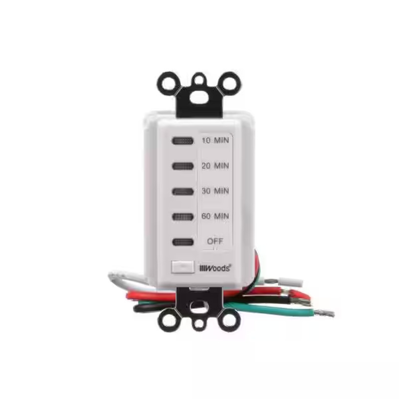 15-Amp 10-20-30-60 Minute In-Wall Countdown Digital Timer Switch, White