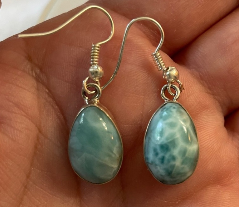 Natural larimar earrings