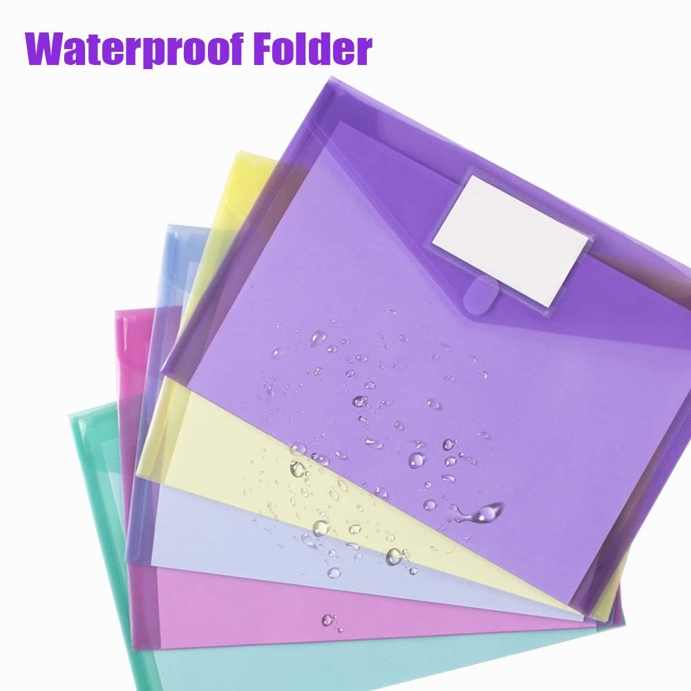24 PCS Clear Poly Envelopes Plastic File Folders Documents Letter A4 Size