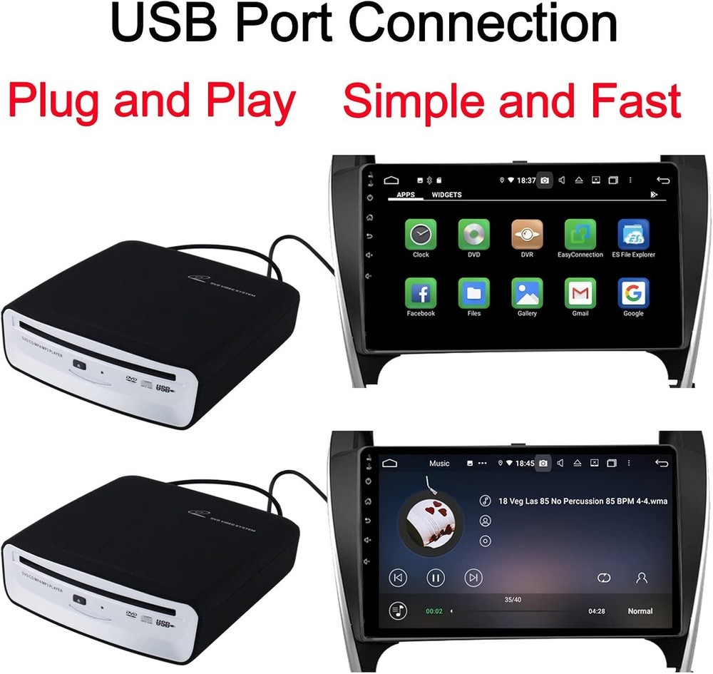 Universal USB External CD Player for Car - Plug & Play with Multi-Device Support