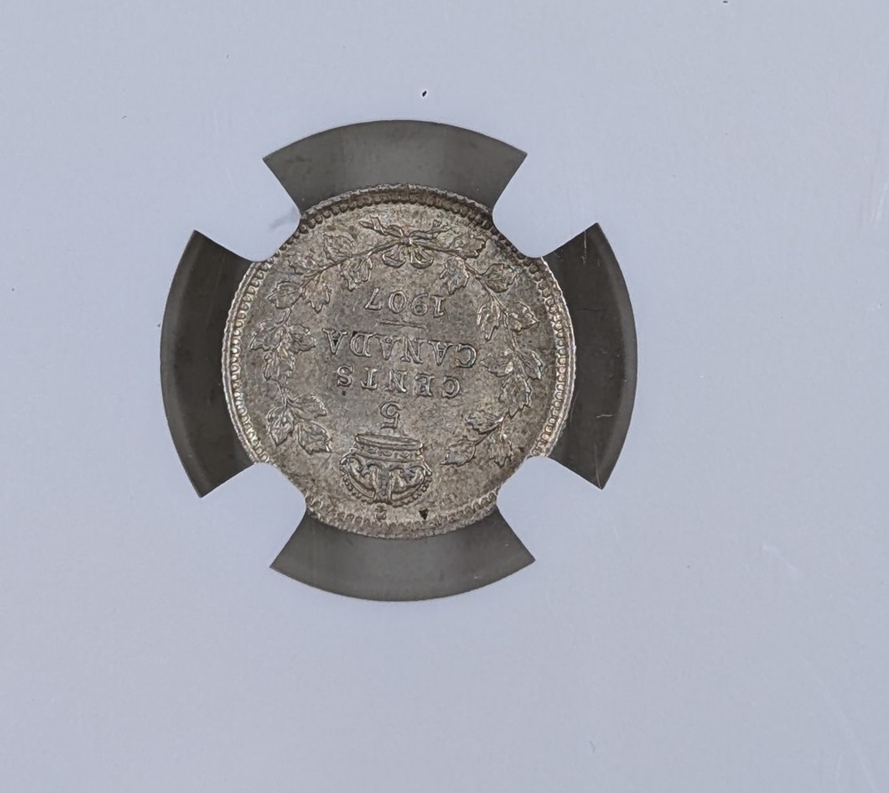 1907 Canada MS61 5 Five 5 Cent Silver Piece NGC Graded