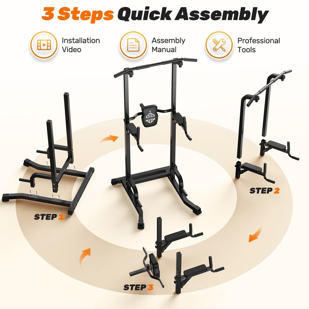 Power Tower, Multi-Function Pull up Bar Dip Station with Upgraded Adjustable ...