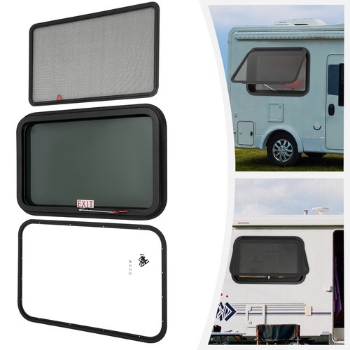 RV Camper Exit Window Push Out Glass Window Venting Window Rectangular 30-40°