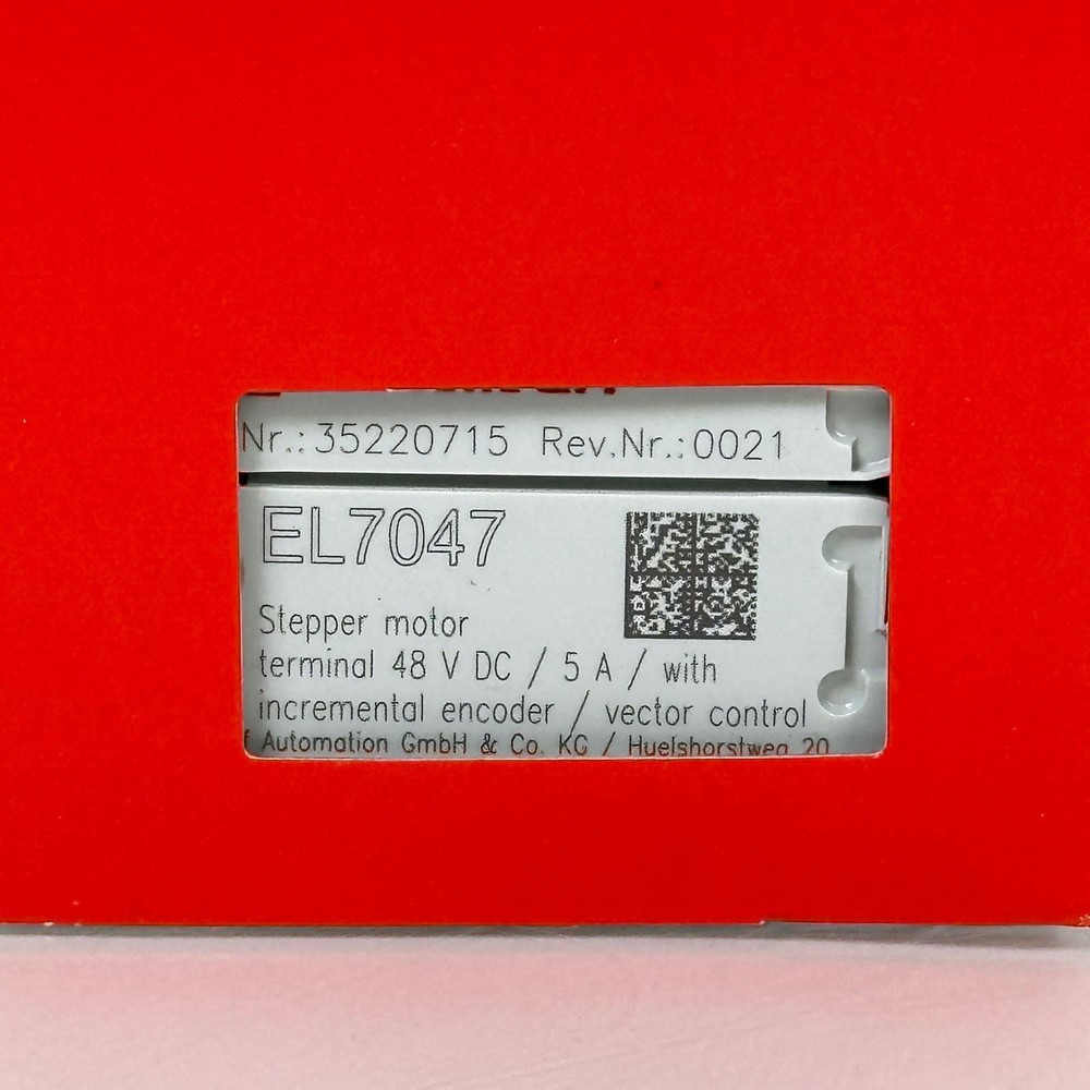 (NEW) Beckhoff EL7047 Stepper Motor Controller, Vector Control, 48VDC, 5A