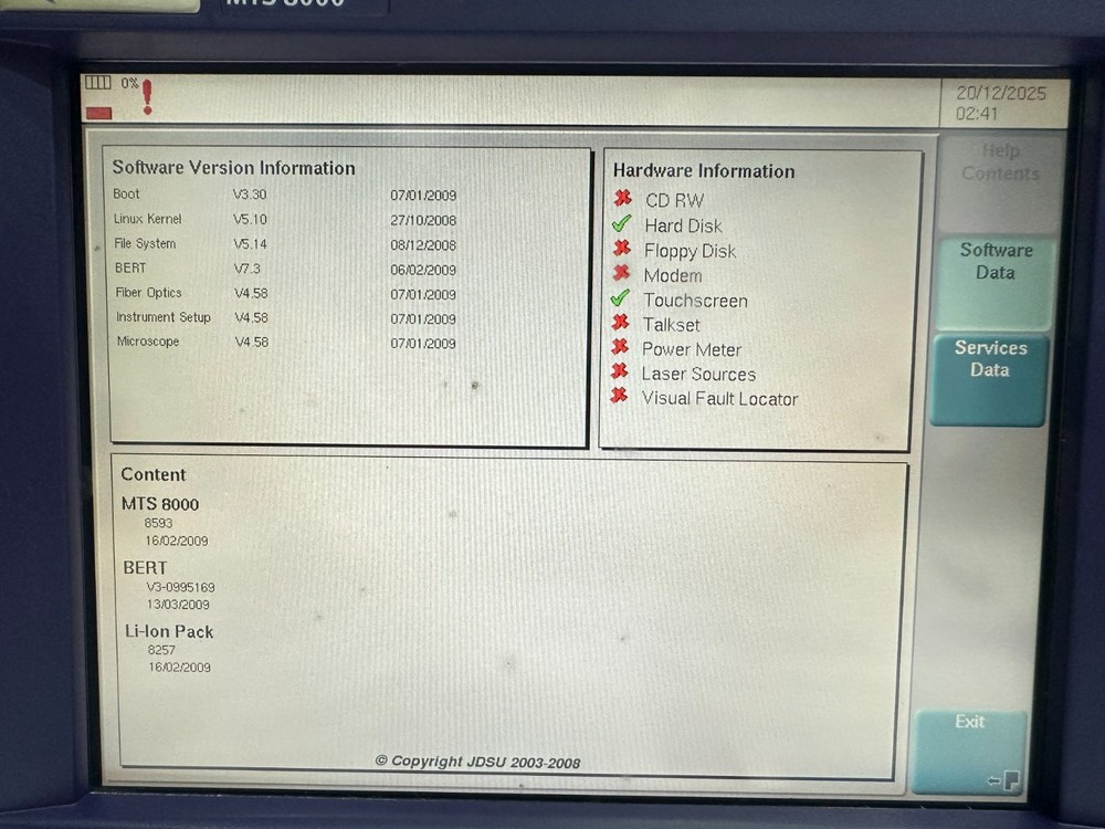 JDSU MTS-8000 Optical Spectrum Analyzer Scalable Multitest Network Tester