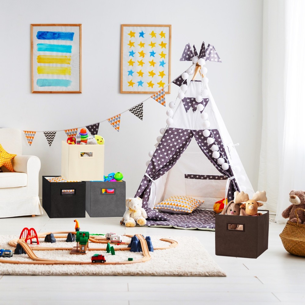 Superio Fabric Organizing Bin, 11" Cream Fabric Cube 8-Pack