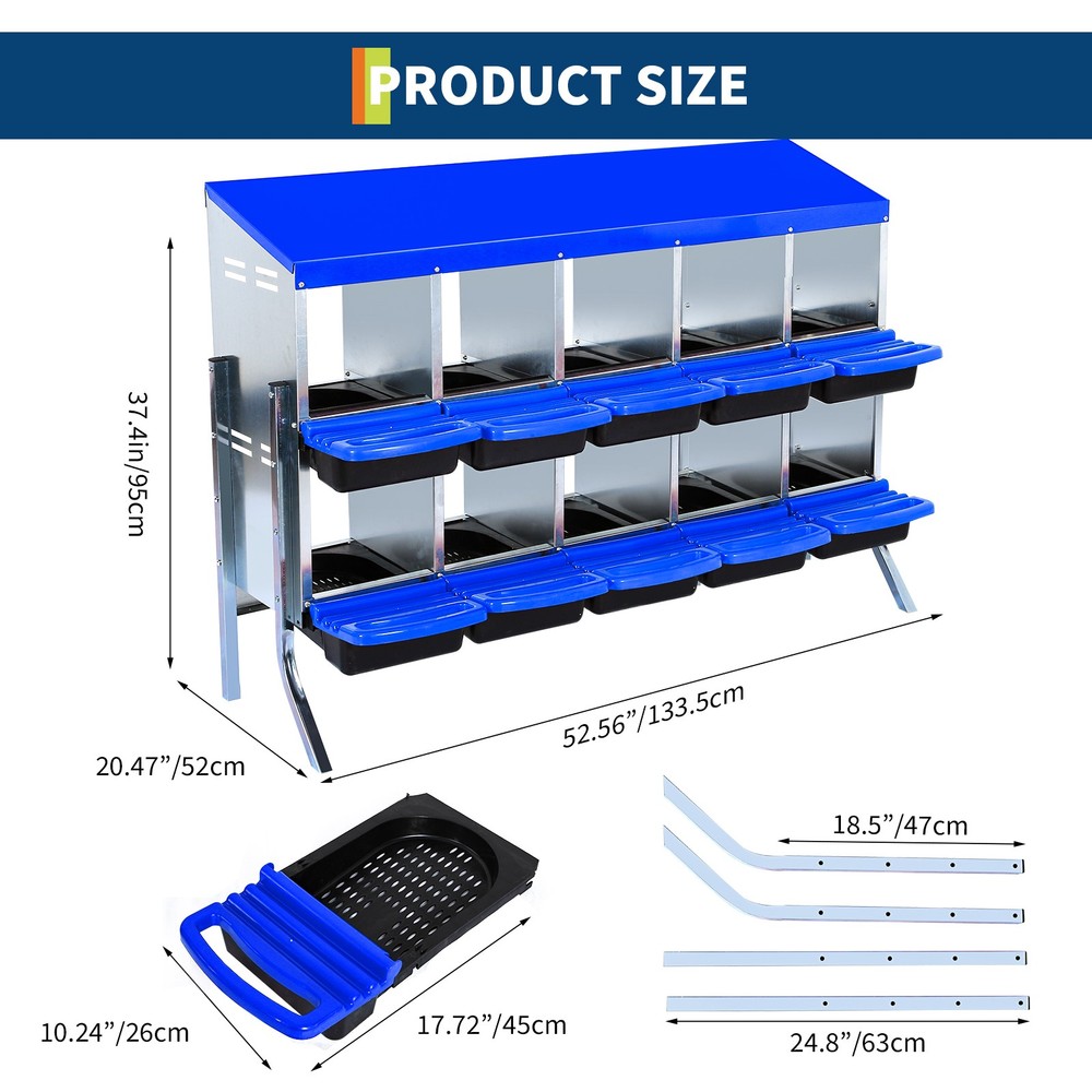 Chicken Nesting Box 10 Compartment Nesting Box Metal Nesting Boxes for Chicken