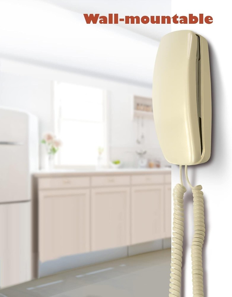 AT&T 210 Basic Trimline Corded Phone Single Line No AC Power Required Beige