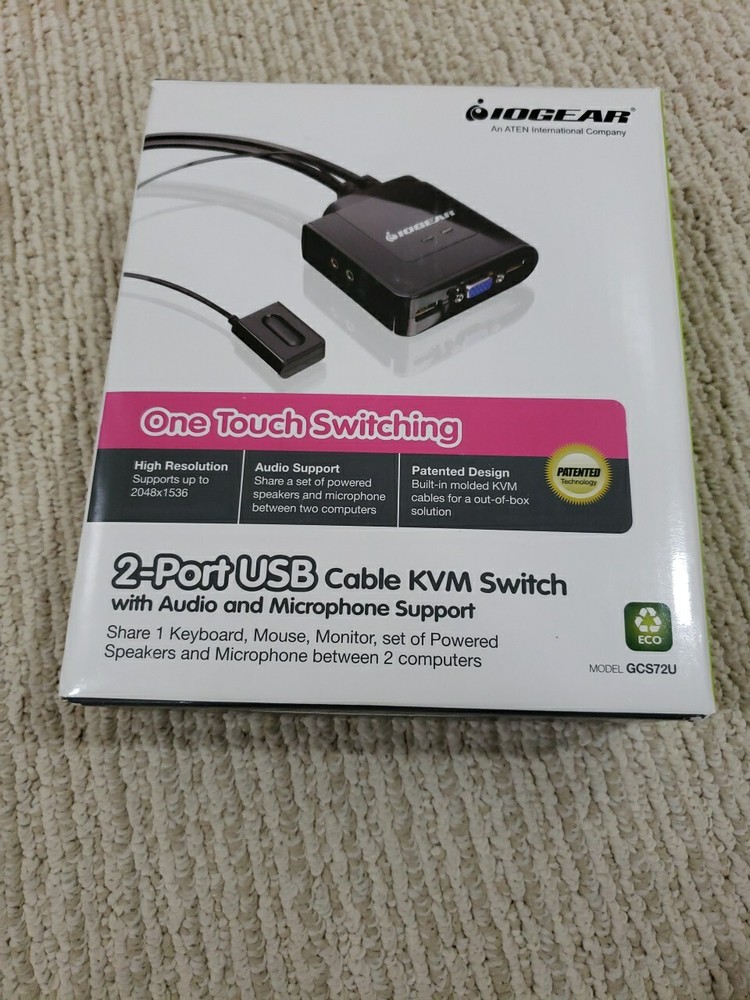 IOGear GCS72U 2-Ports USB Cable KVM Switch, Share Everything W 2 Computers 🖥