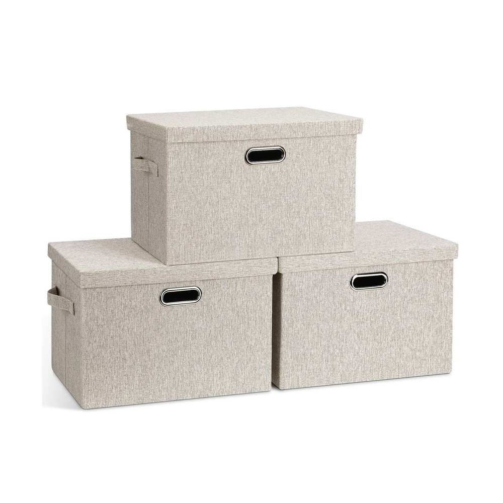 Graciadeco Large Quart Collapsible Stackable Storage Bins with Lids, 3 Packs ...