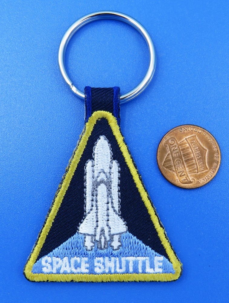 NASA Embroidered Patch KEYCHAIN vtg SPACE SHUTTLE Program Launch!