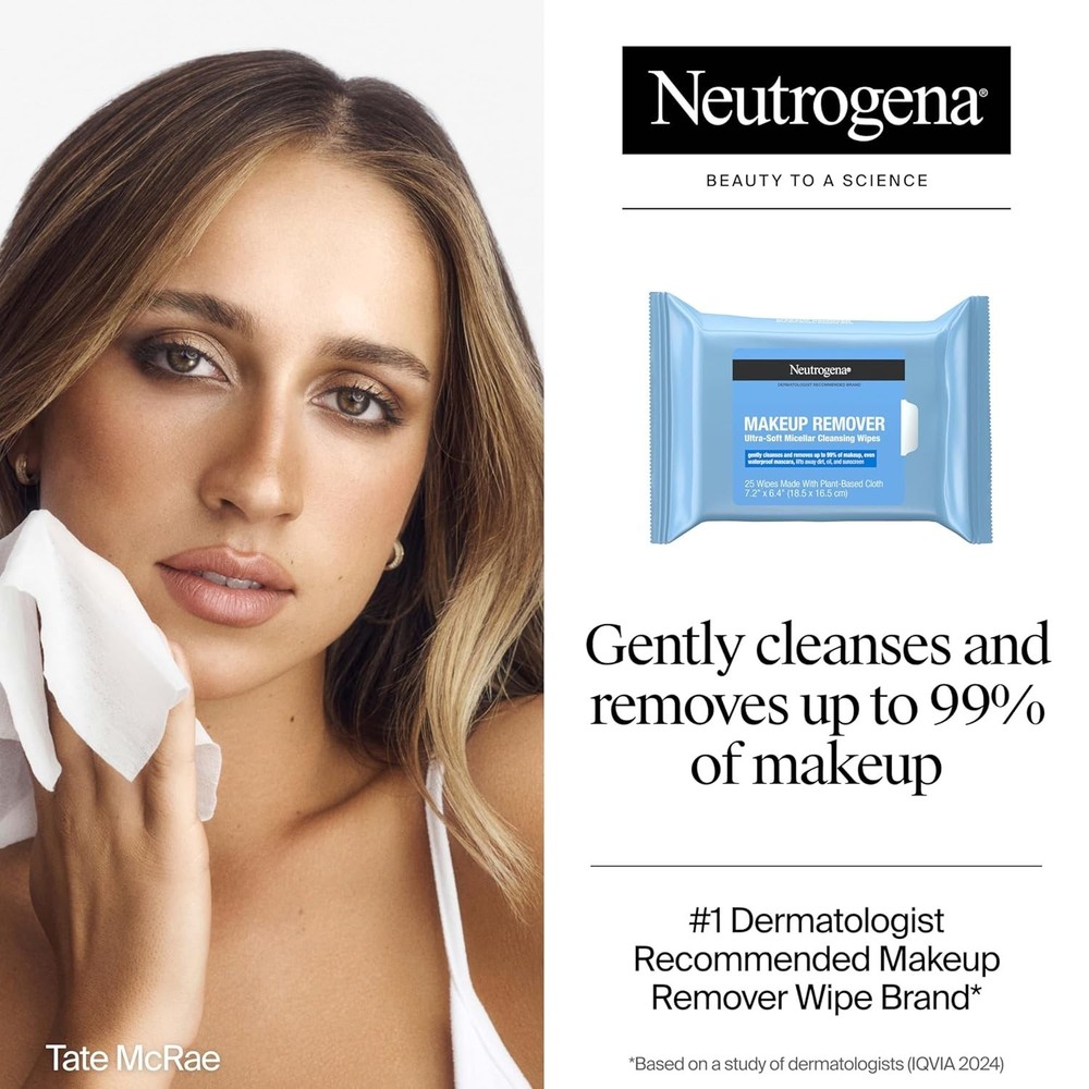Compostable Micellar Cleansing Wipes – 2 x 25 Count Pack for Sensitive Skin