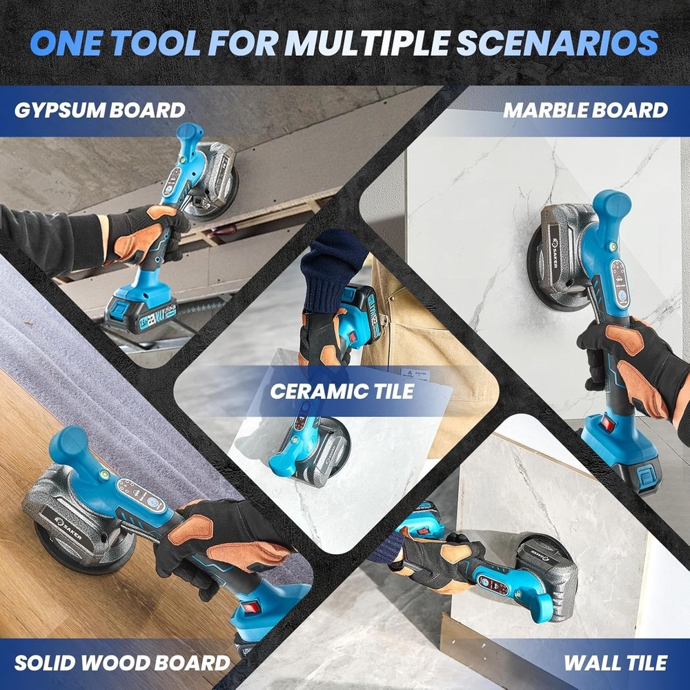 Cordless Tile Vibration & Suction Tool with Smart Display