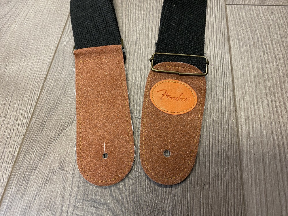 Fender 2" Black Cloth Guitar Strap with Leather Ends