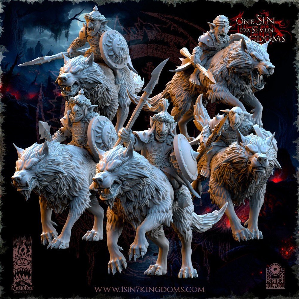 Goblin Wolf Riders | The Beholder Miniatures