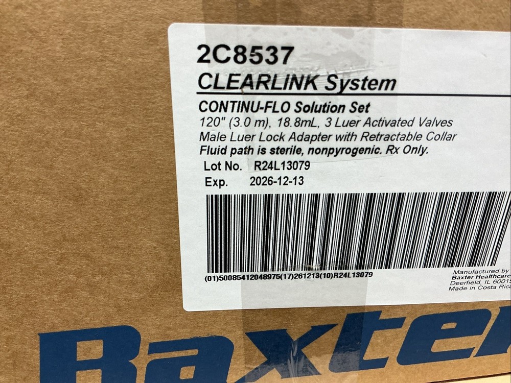 Baxter 2C8537 Clearlink System CONTINU-FLO solutions Set 120” (10 Count)