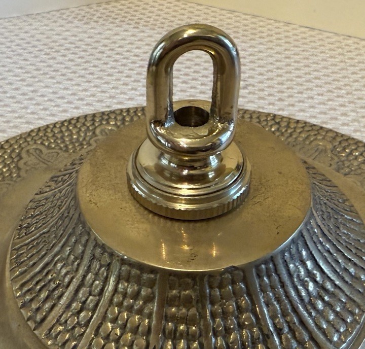 OVERSIZED 9” CAST BRASS CEILING CANOPY & SOLID BRASS LOOP 1/4 IPS & Hardware NOS