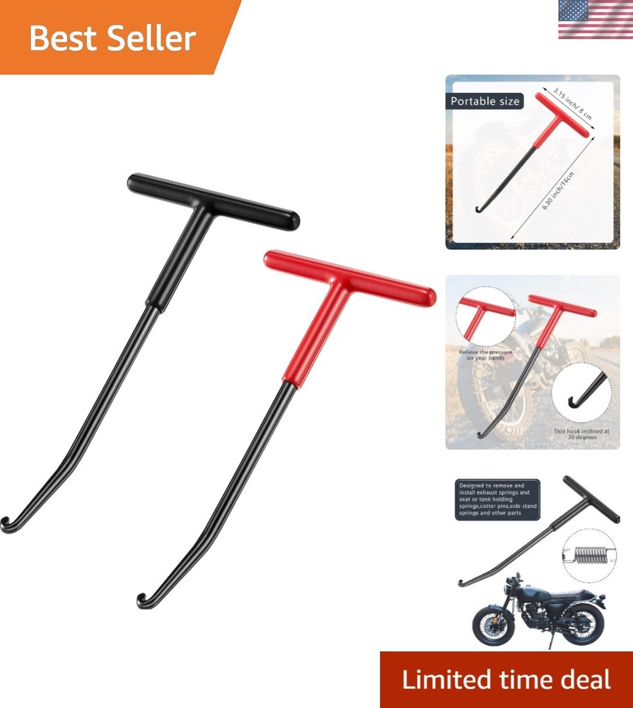 2-Piece T-Shaped Exhaust Spring Puller Tool Set – Lightweight & Durable Design