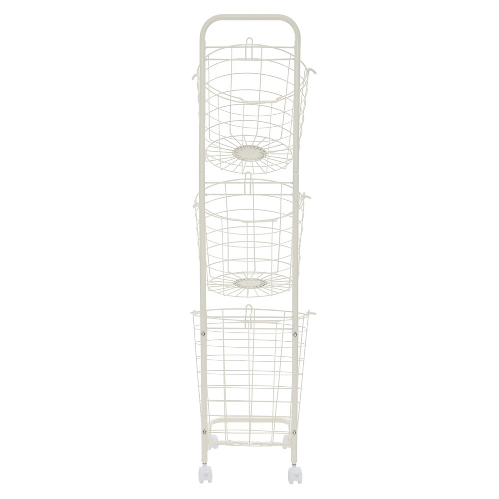 3 Tier Plastic Wheeled Laundry Hamper Rolling Clothes Storage Basket Garbage Bin