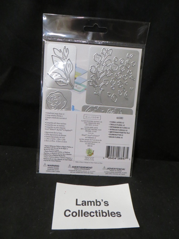 Sizzix Thinlits Floral Layers #2 by Jen Long 7 dies Ellison Scrapbooking 665083