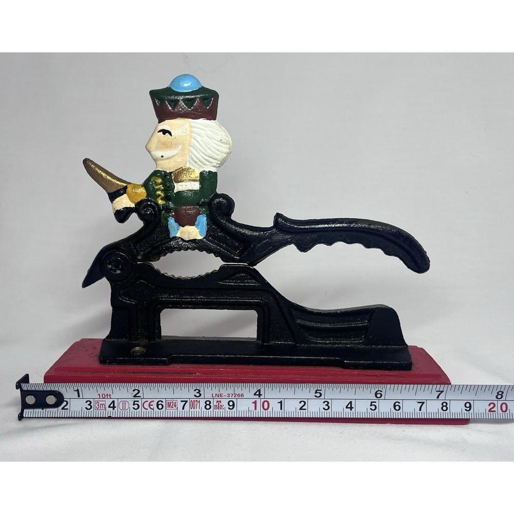 Vintage Cast Iron Nutcracker Lever Style Wood Base