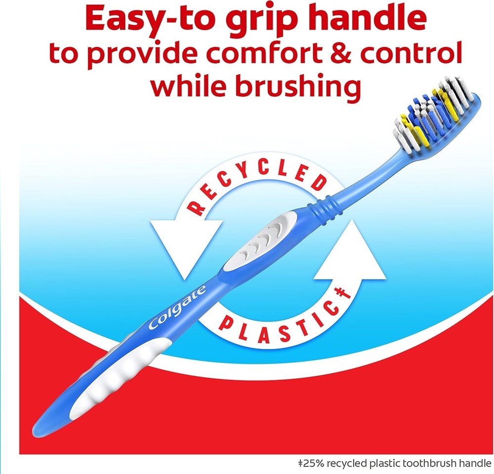 Reusable Soft Toothbrush with Circular Bristles - 6 Pack for Ultimate Clean