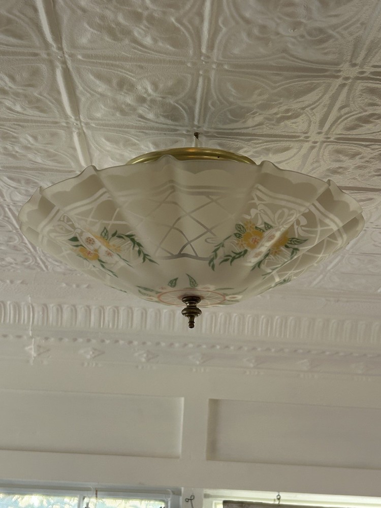 Art Deco 3 Light Glass Floral Globe Ceiling Mount