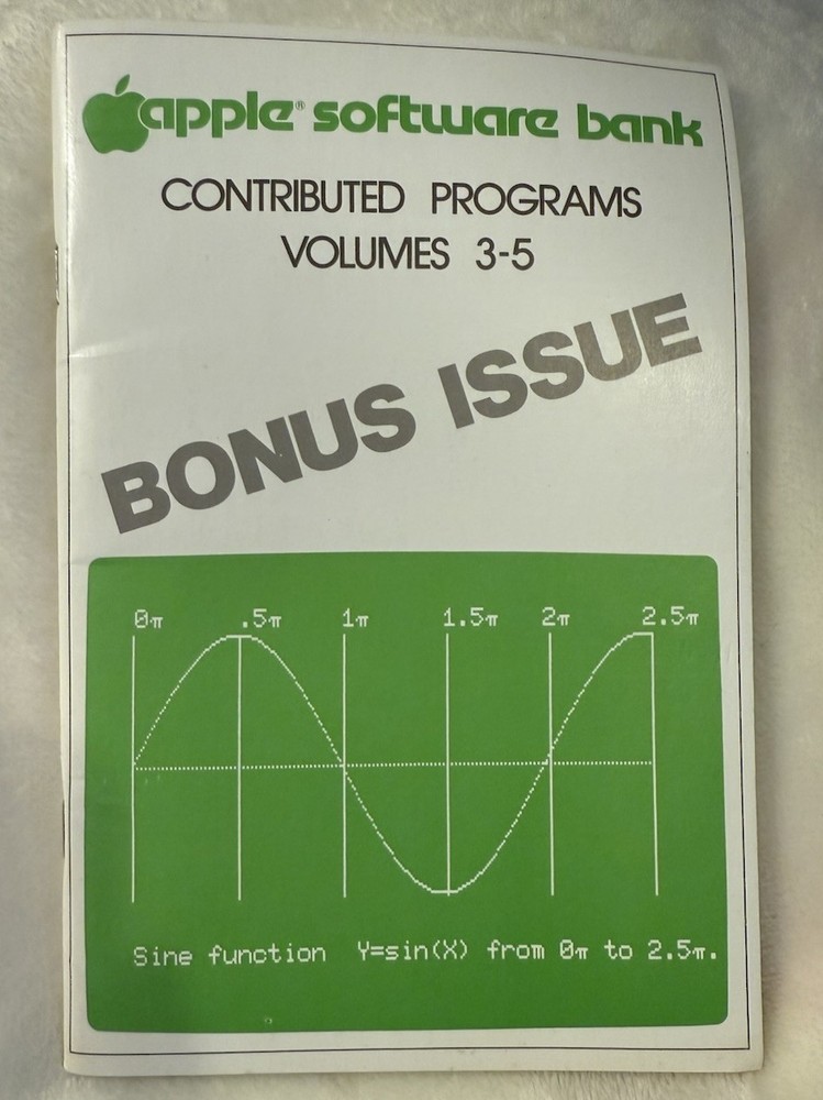 1978 Apple Software Bank Contributed Programs Vol 3-5 Bonus Issue Vintage Book