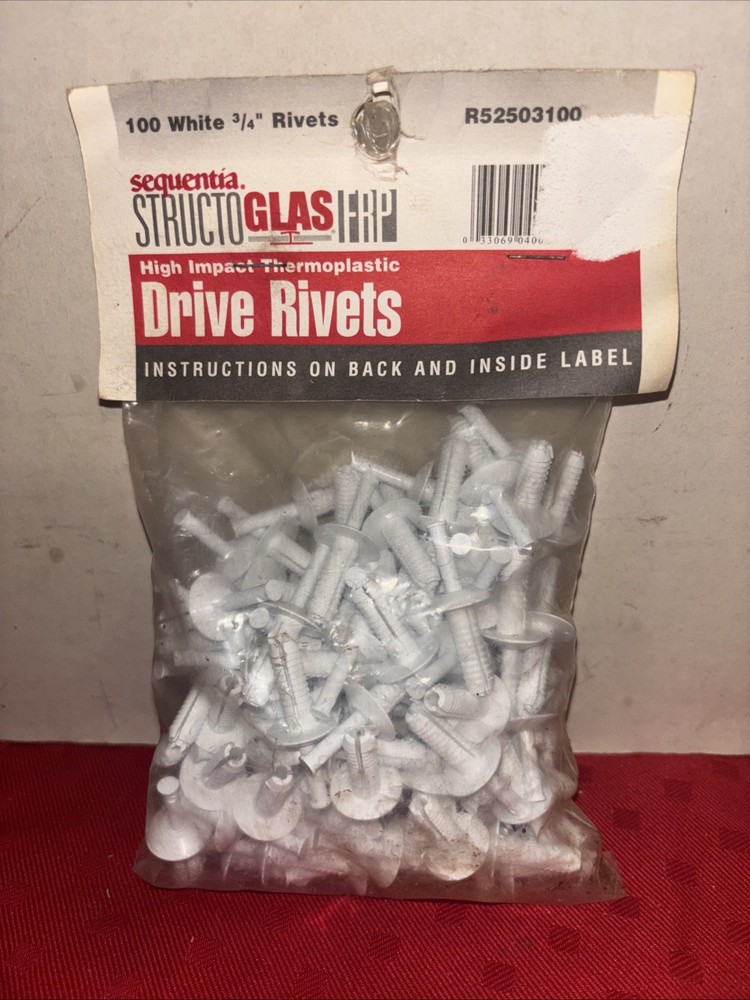 White 3/4" Structo Thermoplastic Drive Rivets High Impact 100 Count