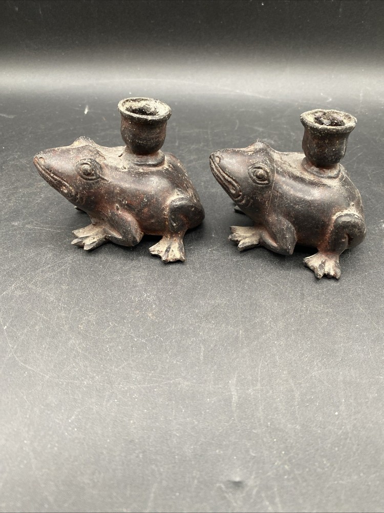 VTG Bronze Frog Candleholders