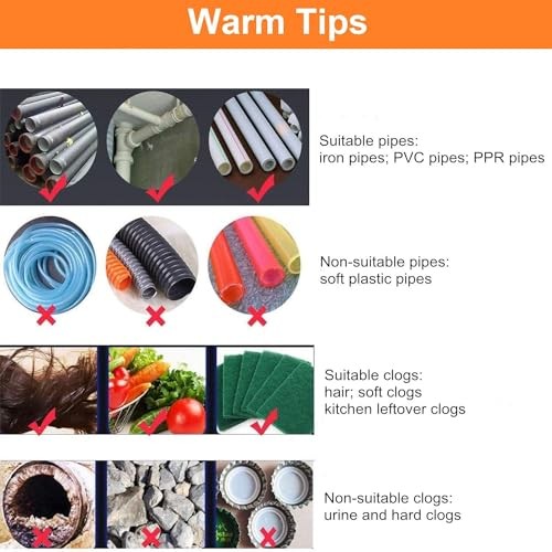 Drain Auger 25 Ft Plumbing Snake Snake Drain Clog Remove Tool Black