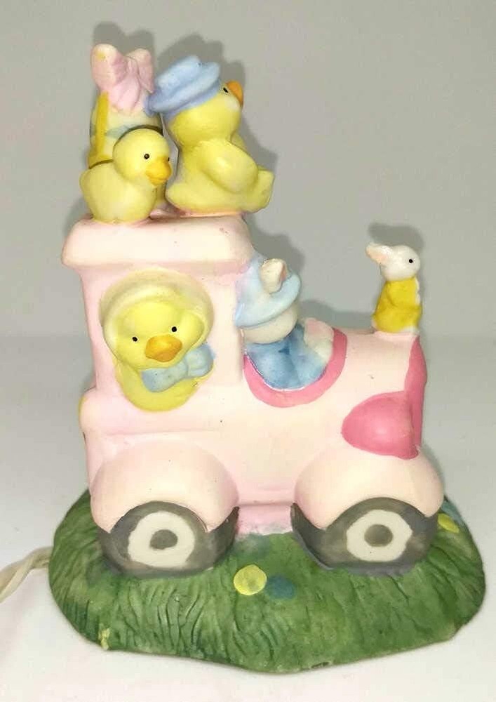 Pink Train Easter Bunny Porcelain Night Light