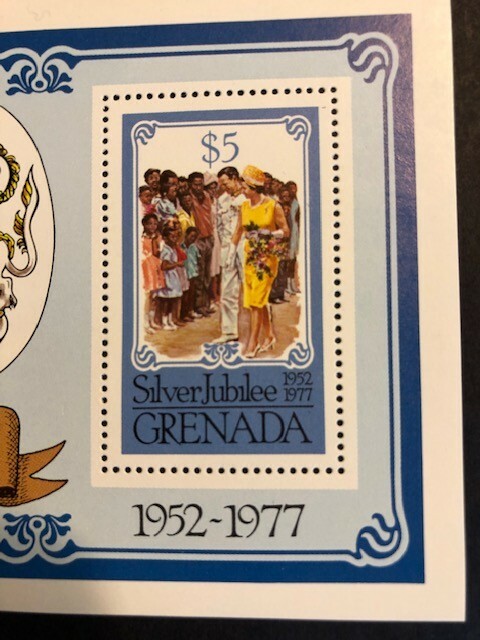 British Commonwealth $5 Granada stamp Silver Jubilee Souvenir sheet