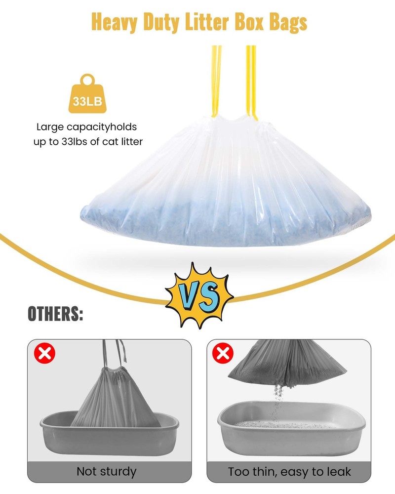 KONE Cat Litter Box Liners Jumbo Large Drawstring 36x18 30 Count