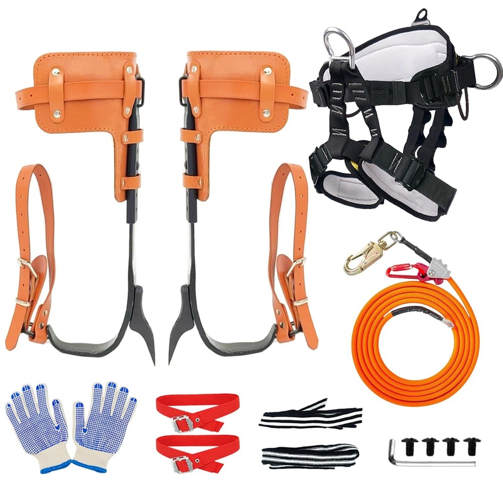 Tree Climbing Spikes Set,Tree Climbing Gear with Professional Adjustable Clim...