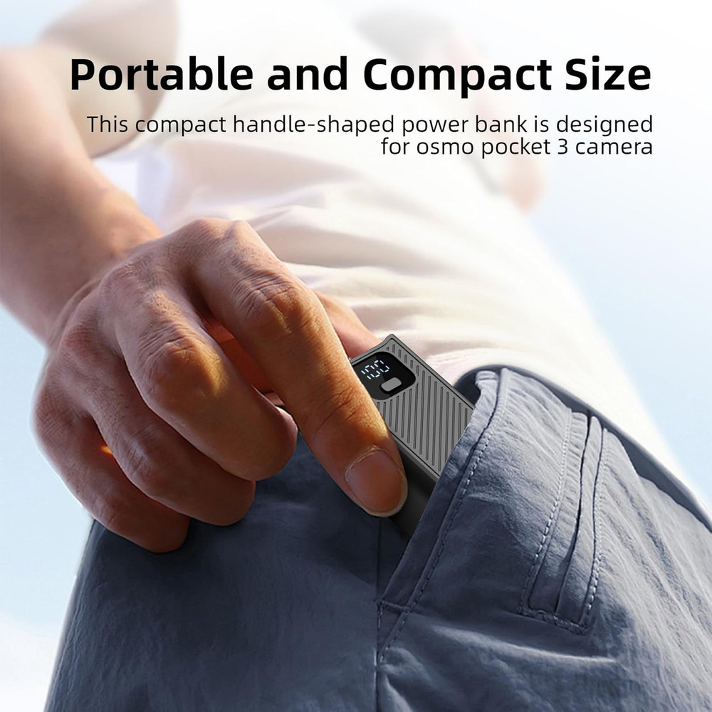 Battery Handle with Digital Display Compatible with DJI Osmo Pocket 3 Creator Co