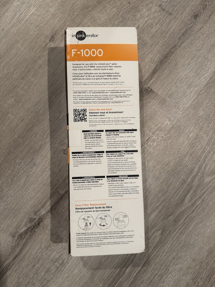 InSinkErator F-1000 Replacement Filter Cartridge 6 Months Carbon/Charcoal Water