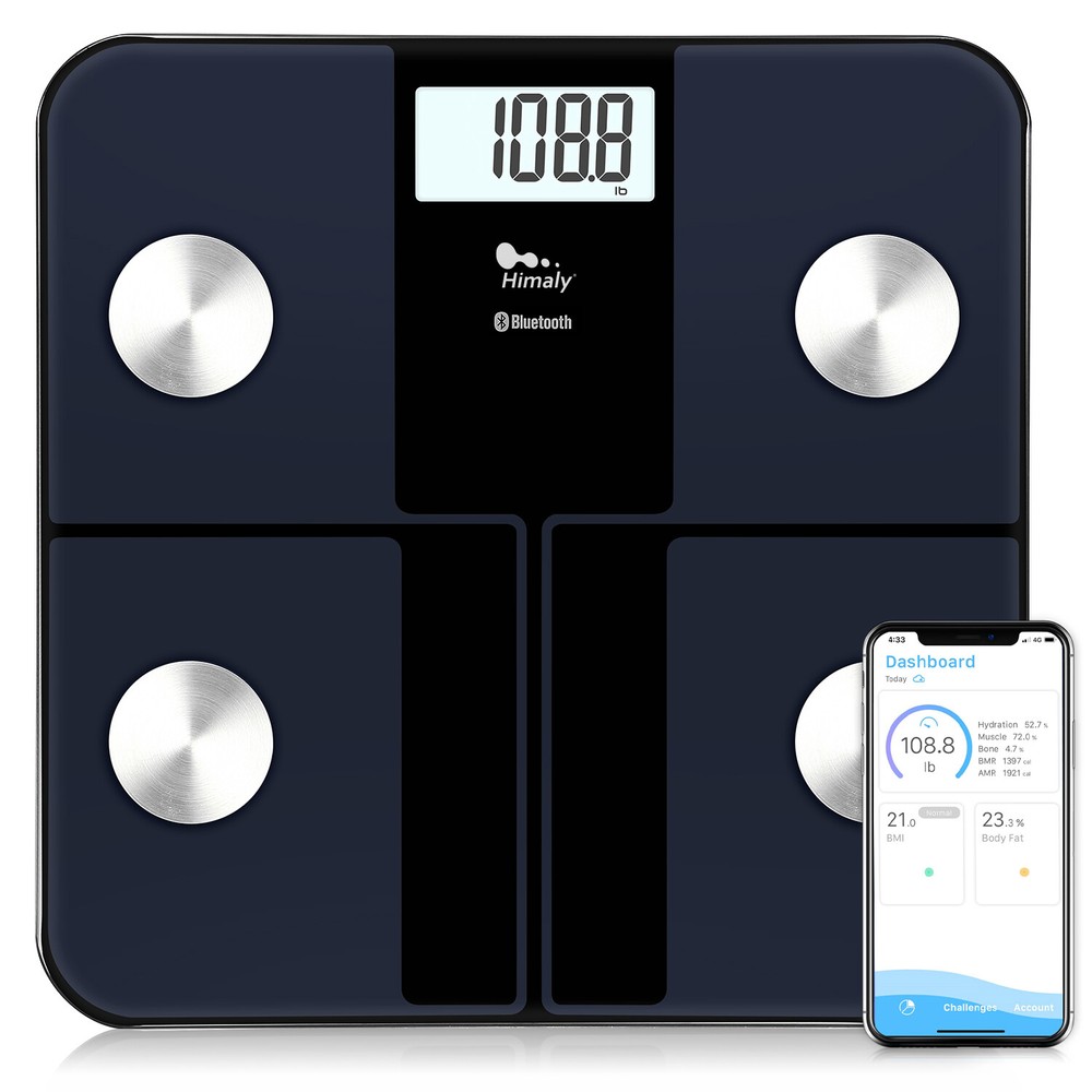 Digital Bathroom Scale 400 lb Rechargeable LED Display Step On Technology KG/LB