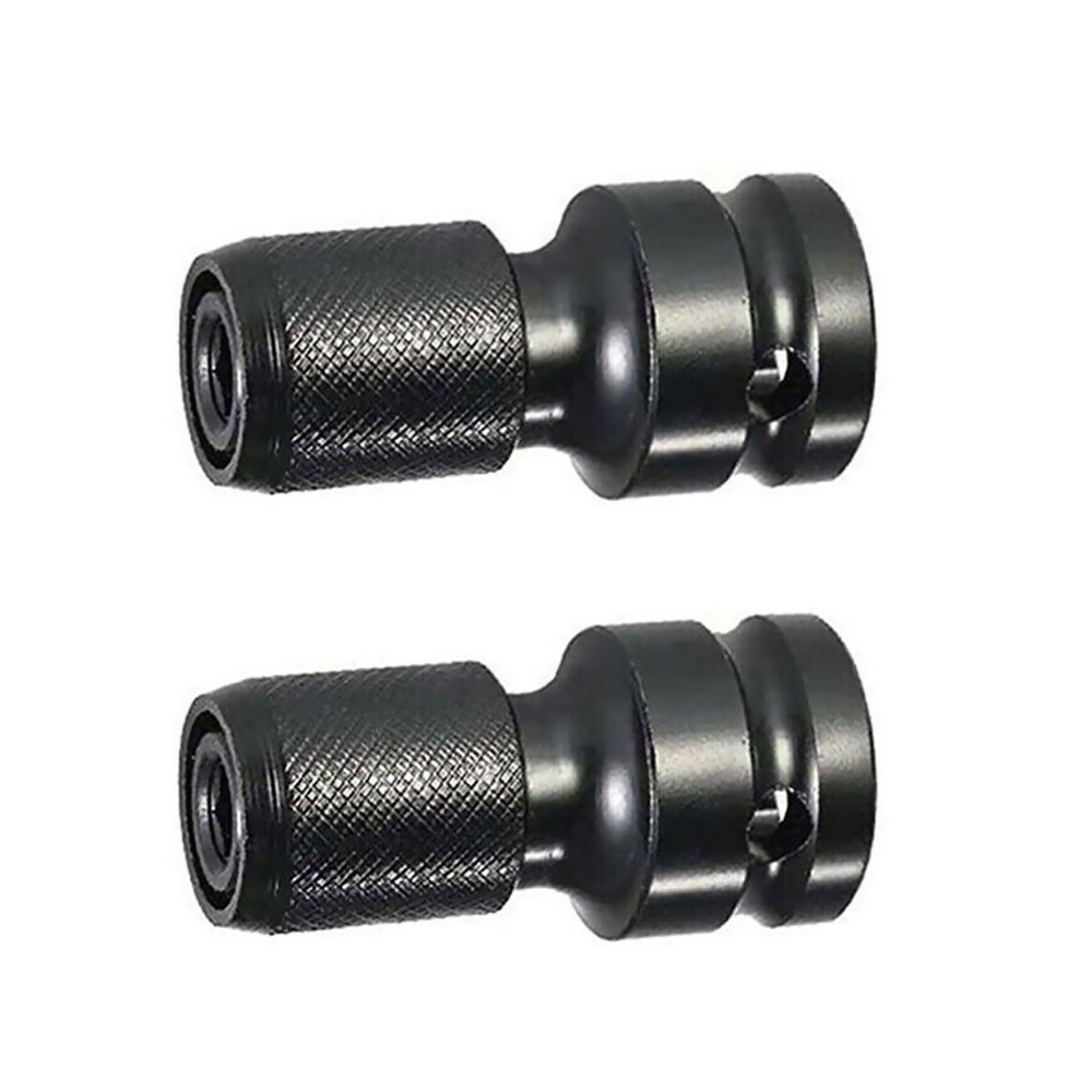 2Pcs Quick Release 1/2" Square To 1/4" Hex Ratchet Socket Impact Wrench Socket